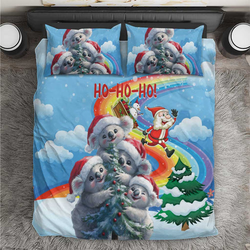 Australia Koala Christmas Bedding Set Santa Claus Ho Ho Ho