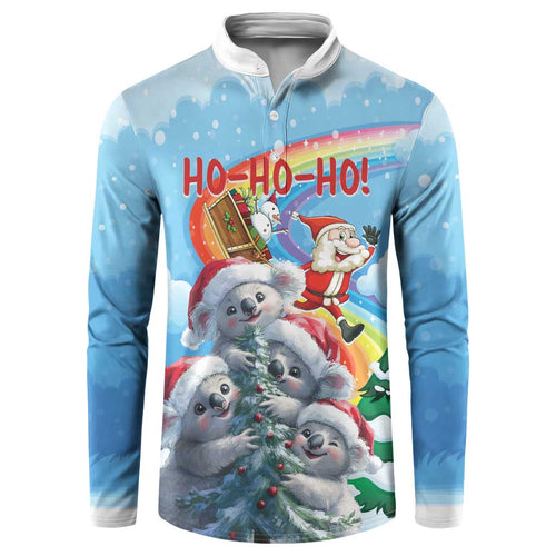 Personalised Australia Koala Christmas Button Sweatshirt Santa Claus Ho Ho Ho