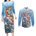 Personalised Australia Koala Christmas Couples Matching Long Sleeve Bodycon Dress and Long Sleeve Button Shirt Santa Claus Ho Ho Ho