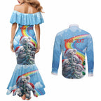Personalised Australia Koala Christmas Couples Matching Mermaid Dress and Long Sleeve Button Shirt Santa Claus Ho Ho Ho