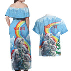 Personalised Australia Koala Christmas Couples Matching Off Shoulder Maxi Dress and Hawaiian Shirt Santa Claus Ho Ho Ho