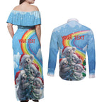 Personalised Australia Koala Christmas Couples Matching Off Shoulder Maxi Dress and Long Sleeve Button Shirt Santa Claus Ho Ho Ho