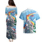 Personalised Australia Koala Christmas Couples Matching Puletasi and Hawaiian Shirt Santa Claus Ho Ho Ho