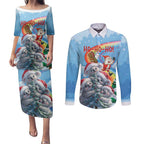 Personalised Australia Koala Christmas Couples Matching Puletasi and Long Sleeve Button Shirt Santa Claus Ho Ho Ho