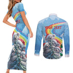 Personalised Australia Koala Christmas Couples Matching Short Sleeve Bodycon Dress and Long Sleeve Button Shirt Santa Claus Ho Ho Ho