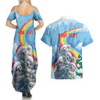 Personalised Australia Koala Christmas Couples Matching Summer Maxi Dress and Hawaiian Shirt Santa Claus Ho Ho Ho