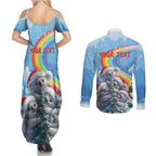 Personalised Australia Koala Christmas Couples Matching Summer Maxi Dress and Long Sleeve Button Shirt Santa Claus Ho Ho Ho