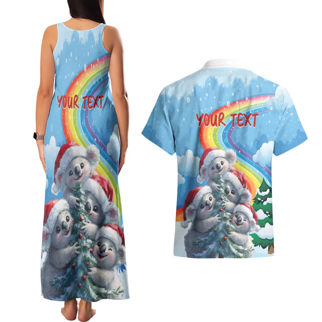 Personalised Australia Koala Christmas Couples Matching Tank Maxi Dress and Hawaiian Shirt Santa Claus Ho Ho Ho