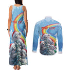 Personalised Australia Koala Christmas Couples Matching Tank Maxi Dress and Long Sleeve Button Shirt Santa Claus Ho Ho Ho