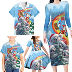 Personalised Australia Koala Christmas Family Matching Long Sleeve Bodycon Dress and Hawaiian Shirt Santa Claus Ho Ho Ho
