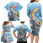 Personalised Australia Koala Christmas Family Matching Long Sleeve Bodycon Dress and Hawaiian Shirt Santa Claus Ho Ho Ho