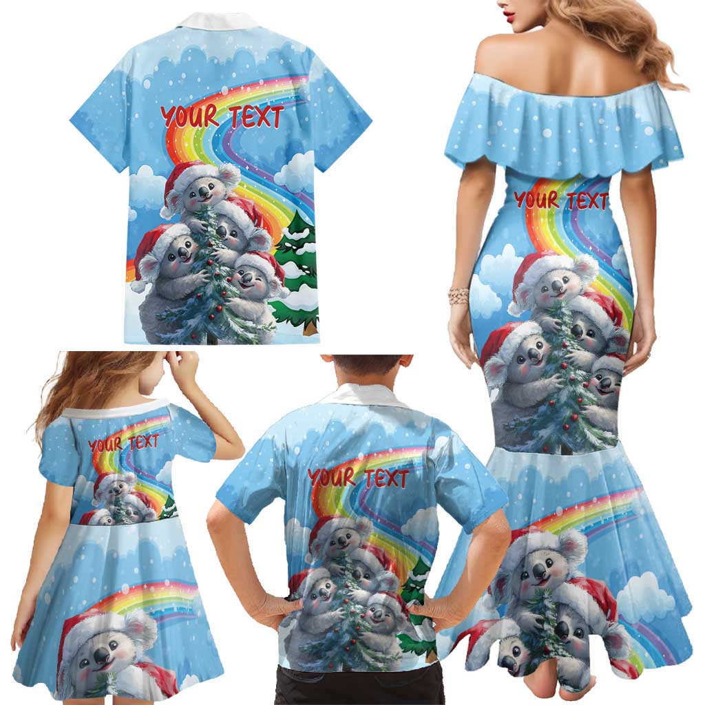 Personalised Australia Koala Christmas Family Matching Mermaid Dress and Hawaiian Shirt Santa Claus Ho Ho Ho