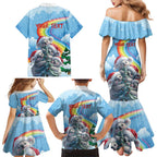 Personalised Australia Koala Christmas Family Matching Mermaid Dress and Hawaiian Shirt Santa Claus Ho Ho Ho