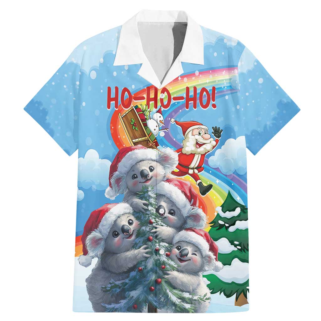 Personalised Australia Koala Christmas Family Matching Mermaid Dress and Hawaiian Shirt Santa Claus Ho Ho Ho