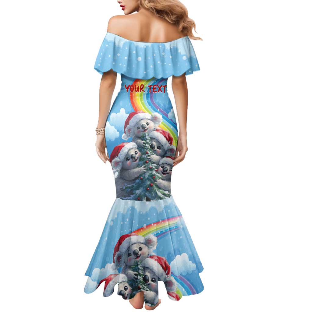 Personalised Australia Koala Christmas Family Matching Mermaid Dress and Hawaiian Shirt Santa Claus Ho Ho Ho