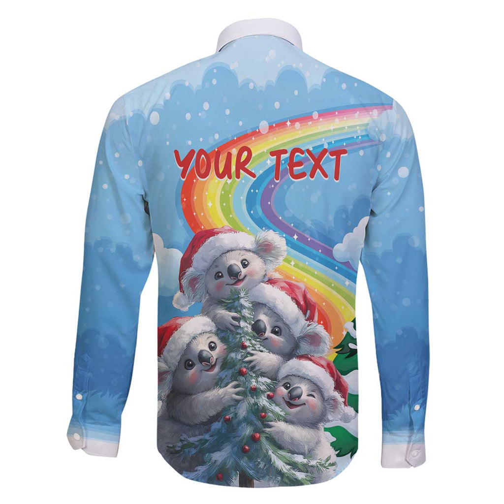 Personalised Australia Koala Christmas Family Matching Off The Shoulder Long Sleeve Dress and Hawaiian Shirt Santa Claus Ho Ho Ho
