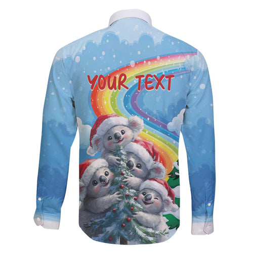 Personalised Australia Koala Christmas Family Matching Off The Shoulder Long Sleeve Dress and Hawaiian Shirt Santa Claus Ho Ho Ho