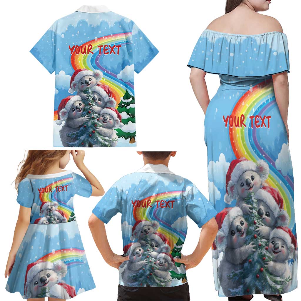 Personalised Australia Koala Christmas Family Matching Off Shoulder Maxi Dress and Hawaiian Shirt Santa Claus Ho Ho Ho