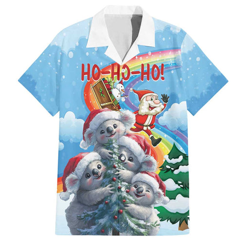 Personalised Australia Koala Christmas Family Matching Off Shoulder Maxi Dress and Hawaiian Shirt Santa Claus Ho Ho Ho