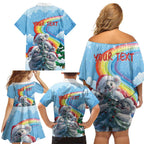 Personalised Australia Koala Christmas Family Matching Off Shoulder Short Dress and Hawaiian Shirt Santa Claus Ho Ho Ho