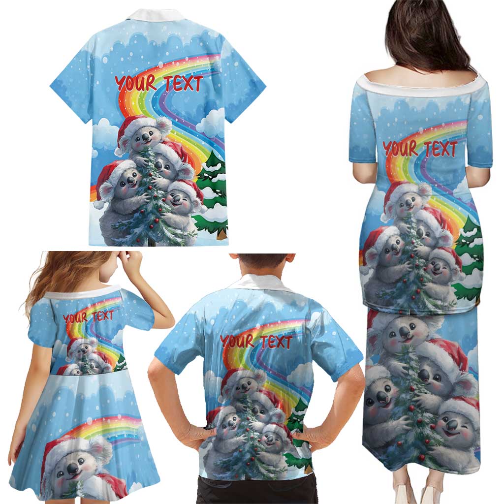 Personalised Australia Koala Christmas Family Matching Puletasi and Hawaiian Shirt Santa Claus Ho Ho Ho
