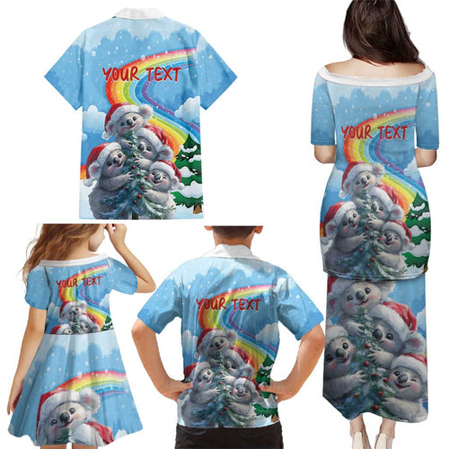 Personalised Australia Koala Christmas Family Matching Puletasi and Hawaiian Shirt Santa Claus Ho Ho Ho
