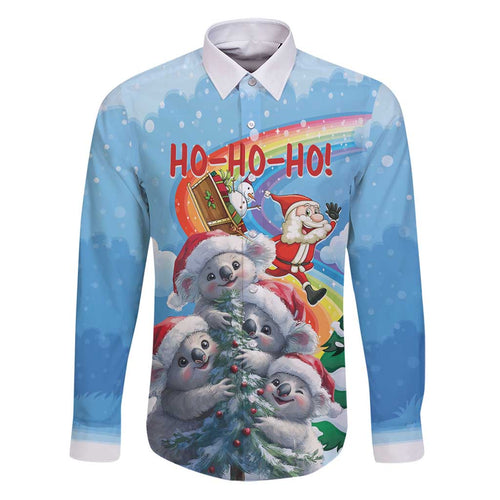 Personalised Australia Koala Christmas Family Matching Puletasi and Hawaiian Shirt Santa Claus Ho Ho Ho