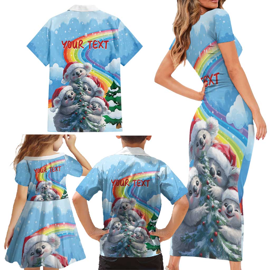 Personalised Australia Koala Christmas Family Matching Short Sleeve Bodycon Dress and Hawaiian Shirt Santa Claus Ho Ho Ho