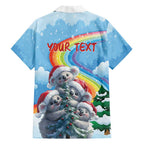 Personalised Australia Koala Christmas Family Matching Short Sleeve Bodycon Dress and Hawaiian Shirt Santa Claus Ho Ho Ho