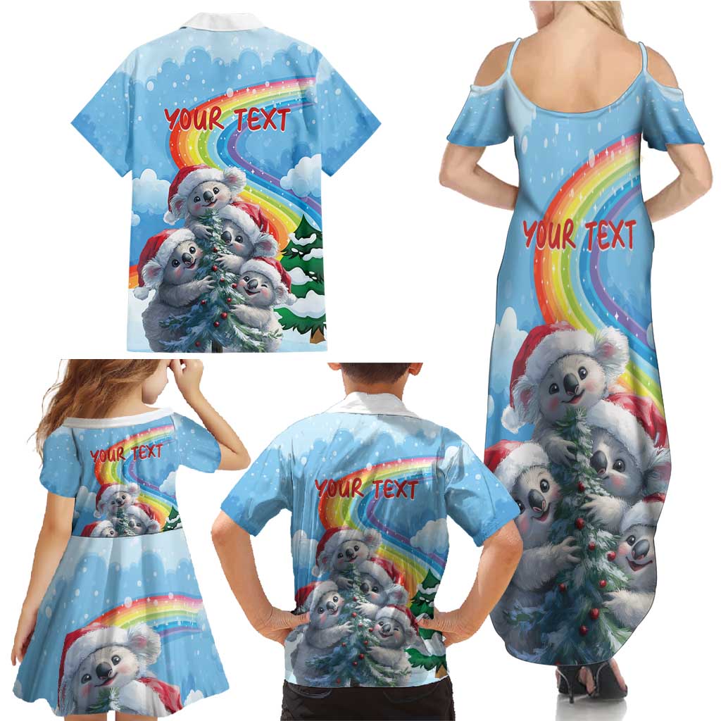 Personalised Australia Koala Christmas Family Matching Summer Maxi Dress and Hawaiian Shirt Santa Claus Ho Ho Ho