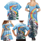 Personalised Australia Koala Christmas Family Matching Summer Maxi Dress and Hawaiian Shirt Santa Claus Ho Ho Ho