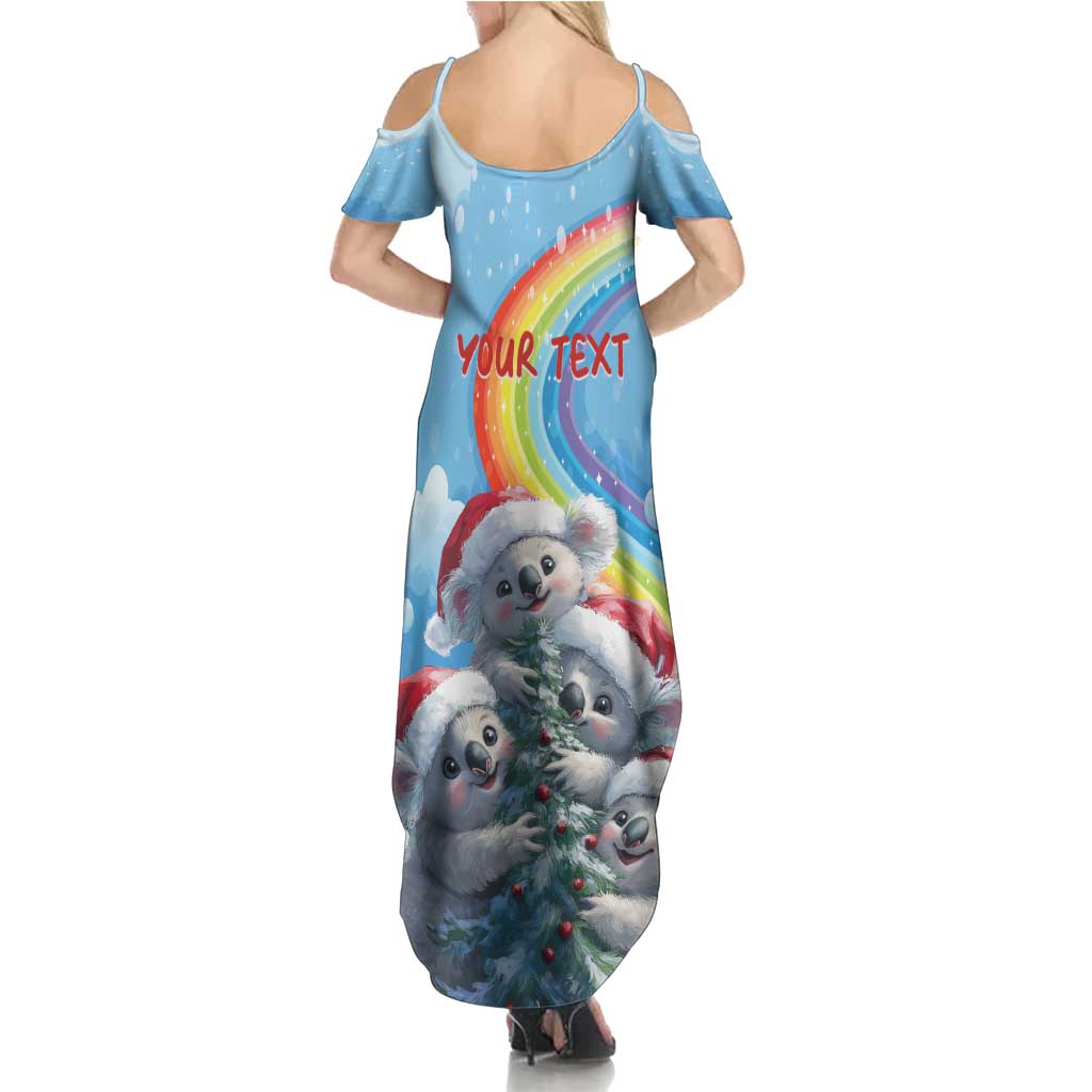 Personalised Australia Koala Christmas Family Matching Summer Maxi Dress and Hawaiian Shirt Santa Claus Ho Ho Ho