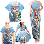 Personalised Australia Koala Christmas Family Matching Tank Maxi Dress and Hawaiian Shirt Santa Claus Ho Ho Ho