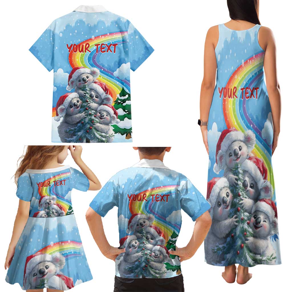 Personalised Australia Koala Christmas Family Matching Tank Maxi Dress and Hawaiian Shirt Santa Claus Ho Ho Ho