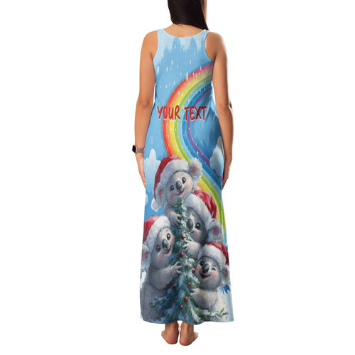 Personalised Australia Koala Christmas Family Matching Tank Maxi Dress and Hawaiian Shirt Santa Claus Ho Ho Ho