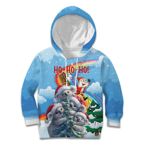 Personalised Australia Koala Christmas Kid Hoodie Santa Claus Ho Ho Ho