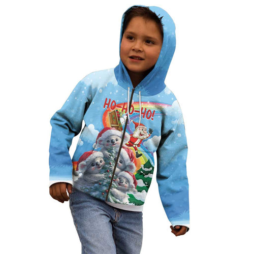 Personalised Australia Koala Christmas Kid Hoodie Santa Claus Ho Ho Ho