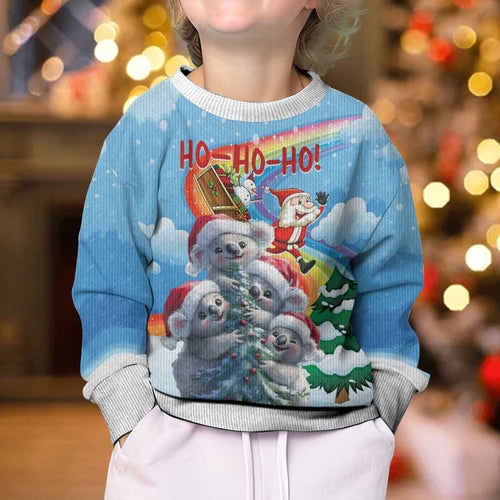 Australia Koala Christmas Kid Ugly Christmas Sweater Santa Claus Ho Ho Ho