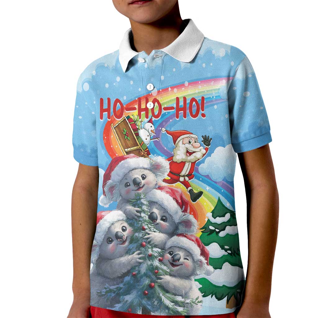 Personalised Australia Koala Christmas Kid Polo Shirt Santa Claus Ho Ho Ho
