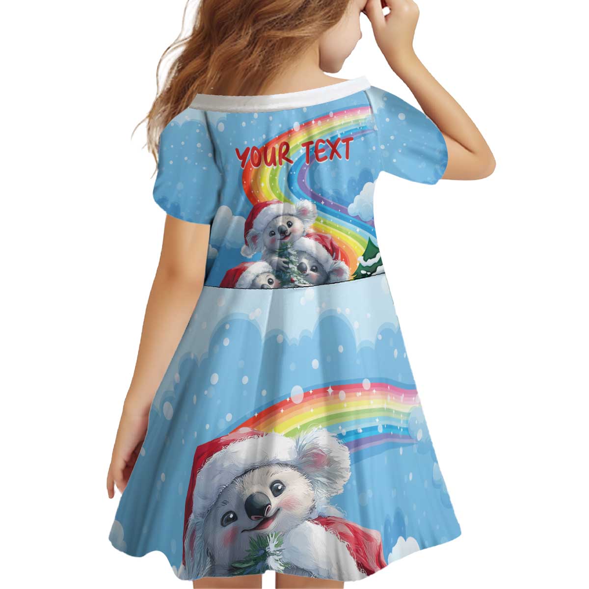 Personalised Australia Koala Christmas Kid Short Sleeve Dress Santa Claus Ho Ho Ho