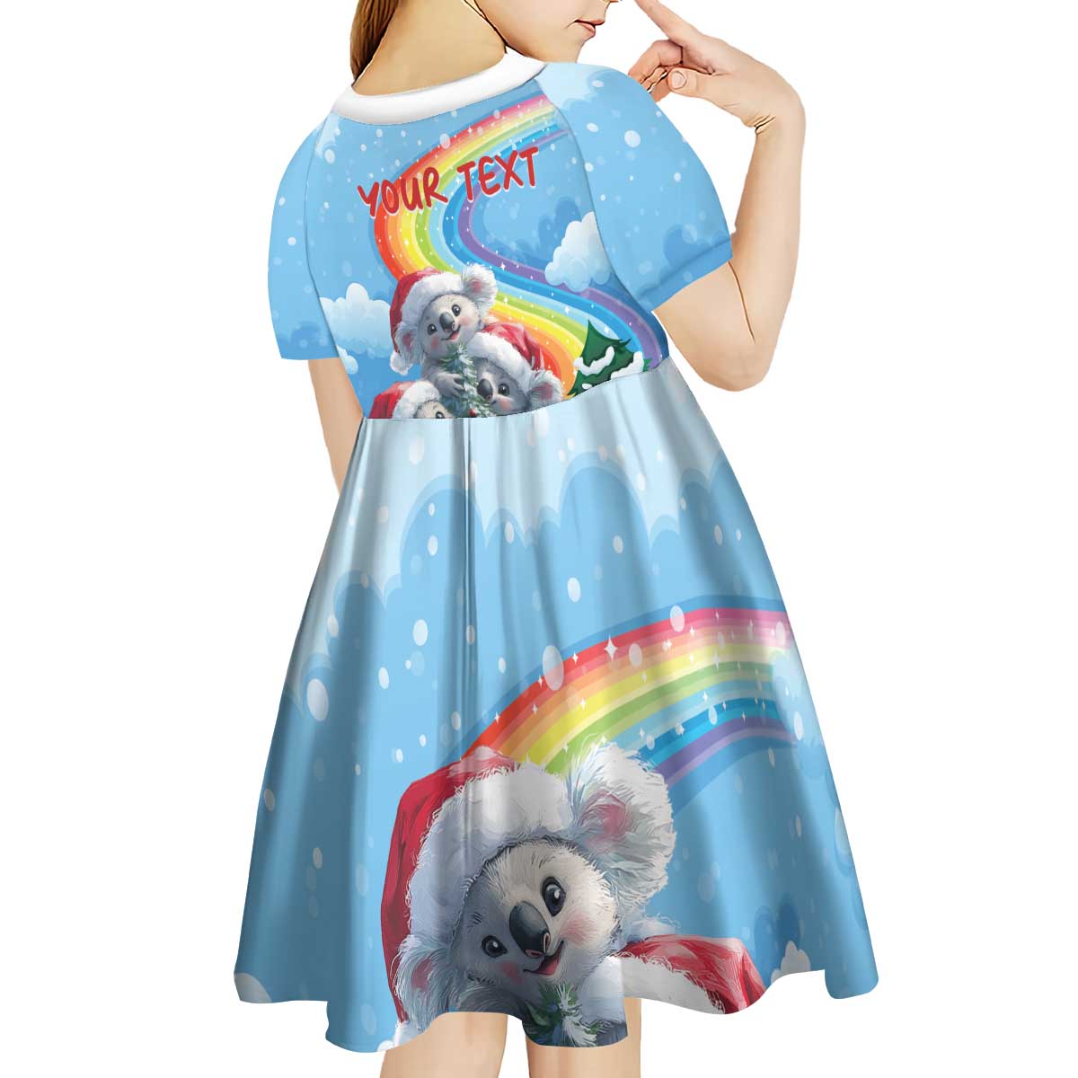 Personalised Australia Koala Christmas Kid Short Sleeve Dress Santa Claus Ho Ho Ho