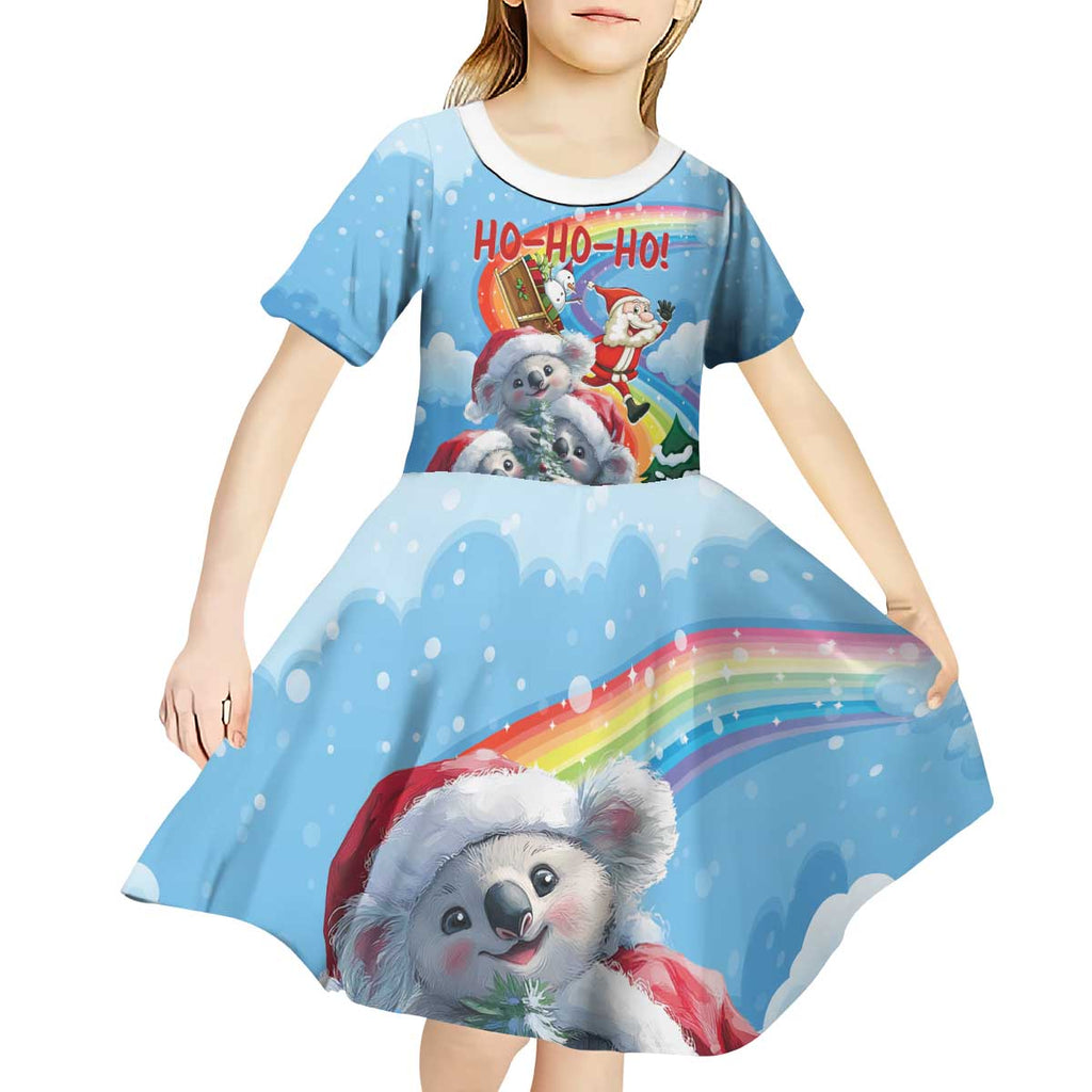 Personalised Australia Koala Christmas Kid Short Sleeve Dress Santa Claus Ho Ho Ho