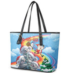 Australia Koala Christmas Leather Tote Bag Santa Claus Ho Ho Ho