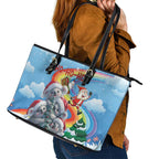 Australia Koala Christmas Leather Tote Bag Santa Claus Ho Ho Ho