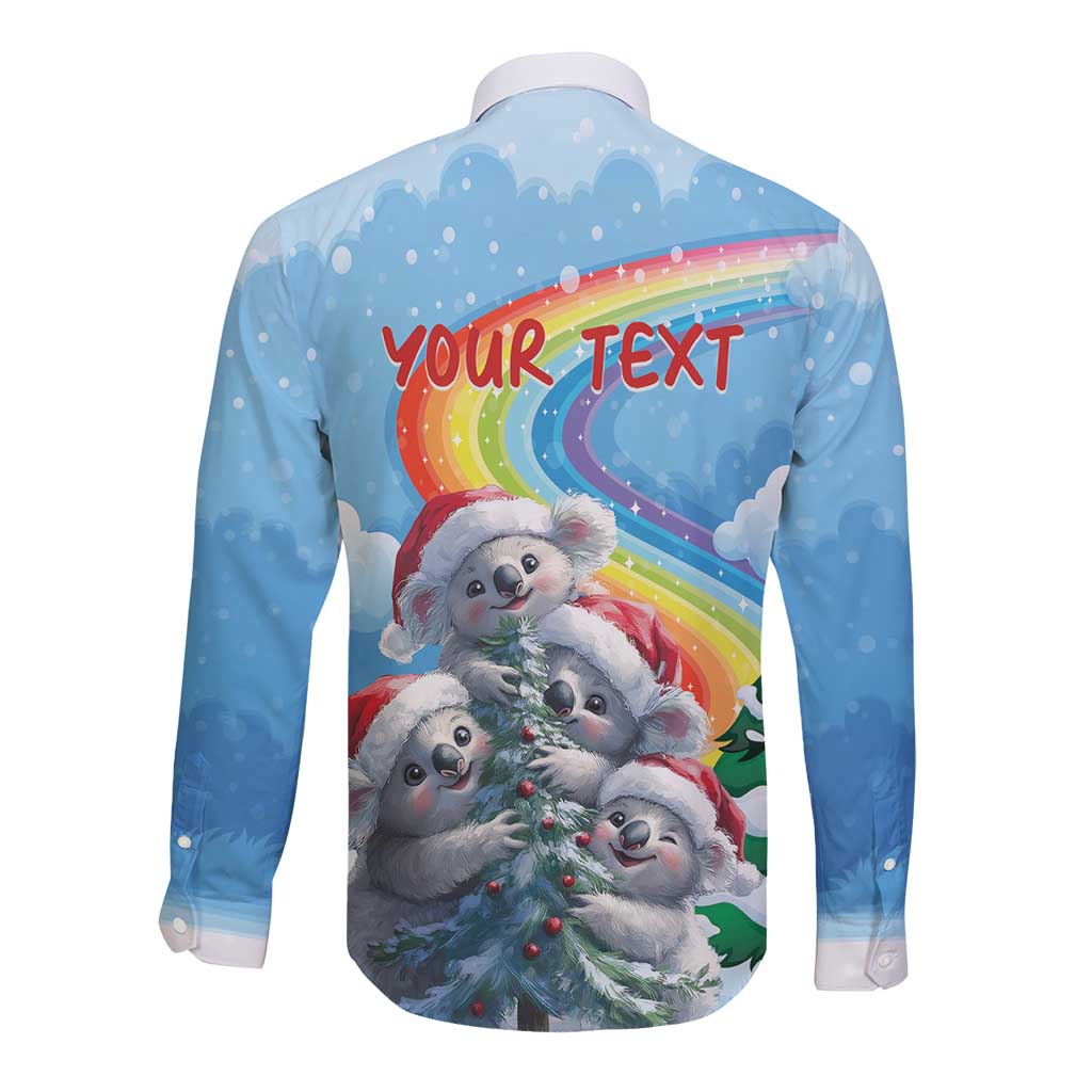 Personalised Australia Koala Christmas Long Sleeve Button Shirt Santa Claus Ho Ho Ho