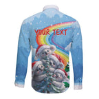 Personalised Australia Koala Christmas Long Sleeve Button Shirt Santa Claus Ho Ho Ho