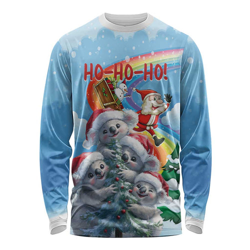 Personalised Australia Koala Christmas Long Sleeve Shirt Santa Claus Ho Ho Ho
