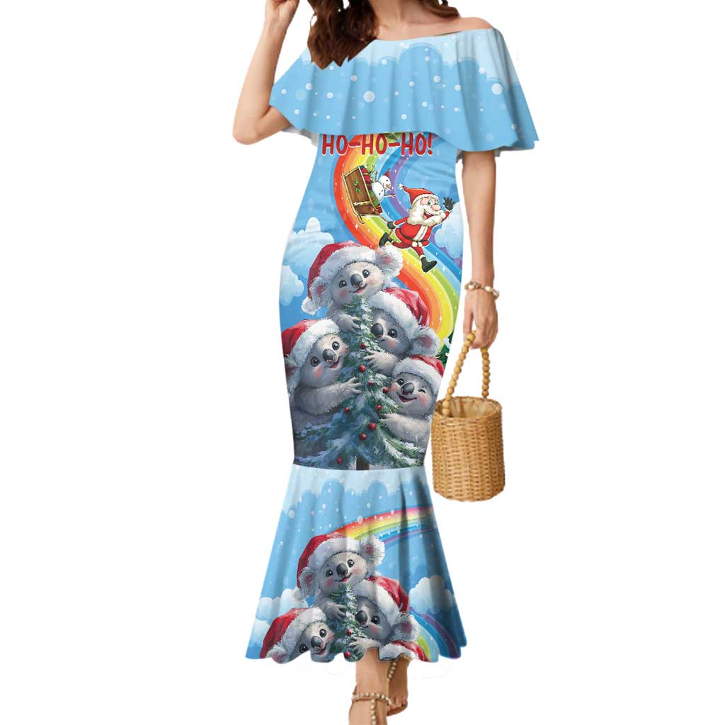 Personalised Australia Koala Christmas Mermaid Dress Santa Claus Ho Ho Ho
