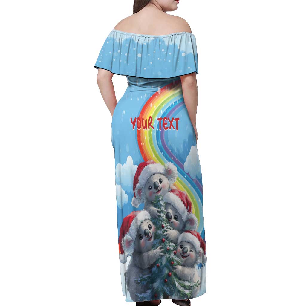 Personalised Australia Koala Christmas Off Shoulder Maxi Dress Santa Claus Ho Ho Ho