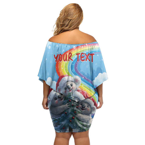 Personalised Australia Koala Christmas Off Shoulder Short Dress Santa Claus Ho Ho Ho